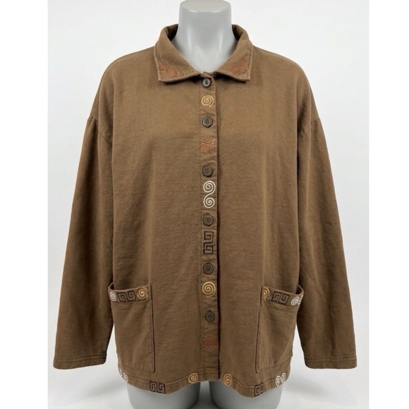 Babytoes Sweaters - Babytoes Cotton Olive Barn Jacket Sz XL Chore Coat Gorpcore Whimsigoth Lagenlook